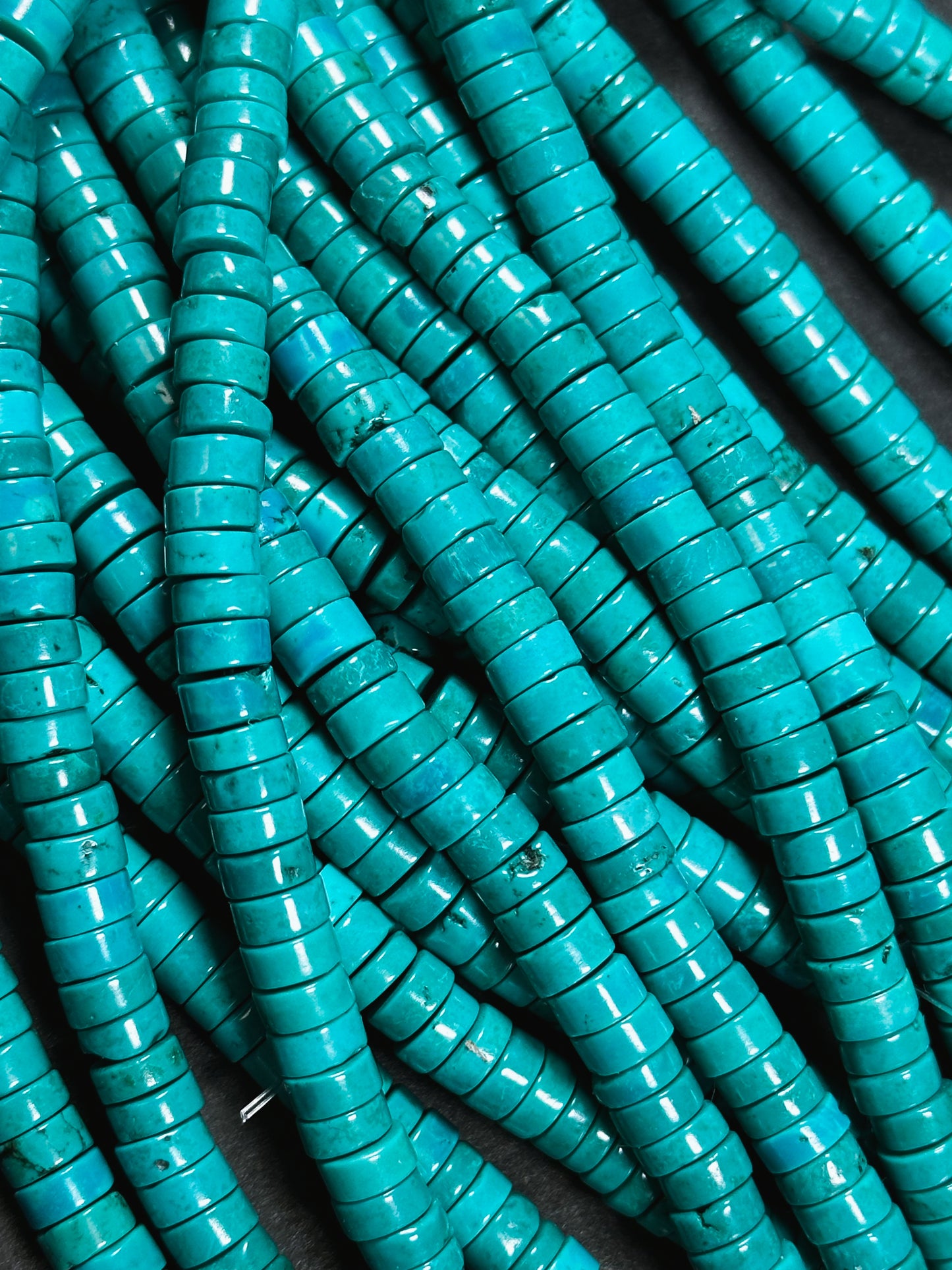 Natural Chinese Turquoise Gemstone Bead Heishi Rondelle Shape, Beautiful Blue Color Turquoise Beads, Great Quality Full Strand 15.5"
