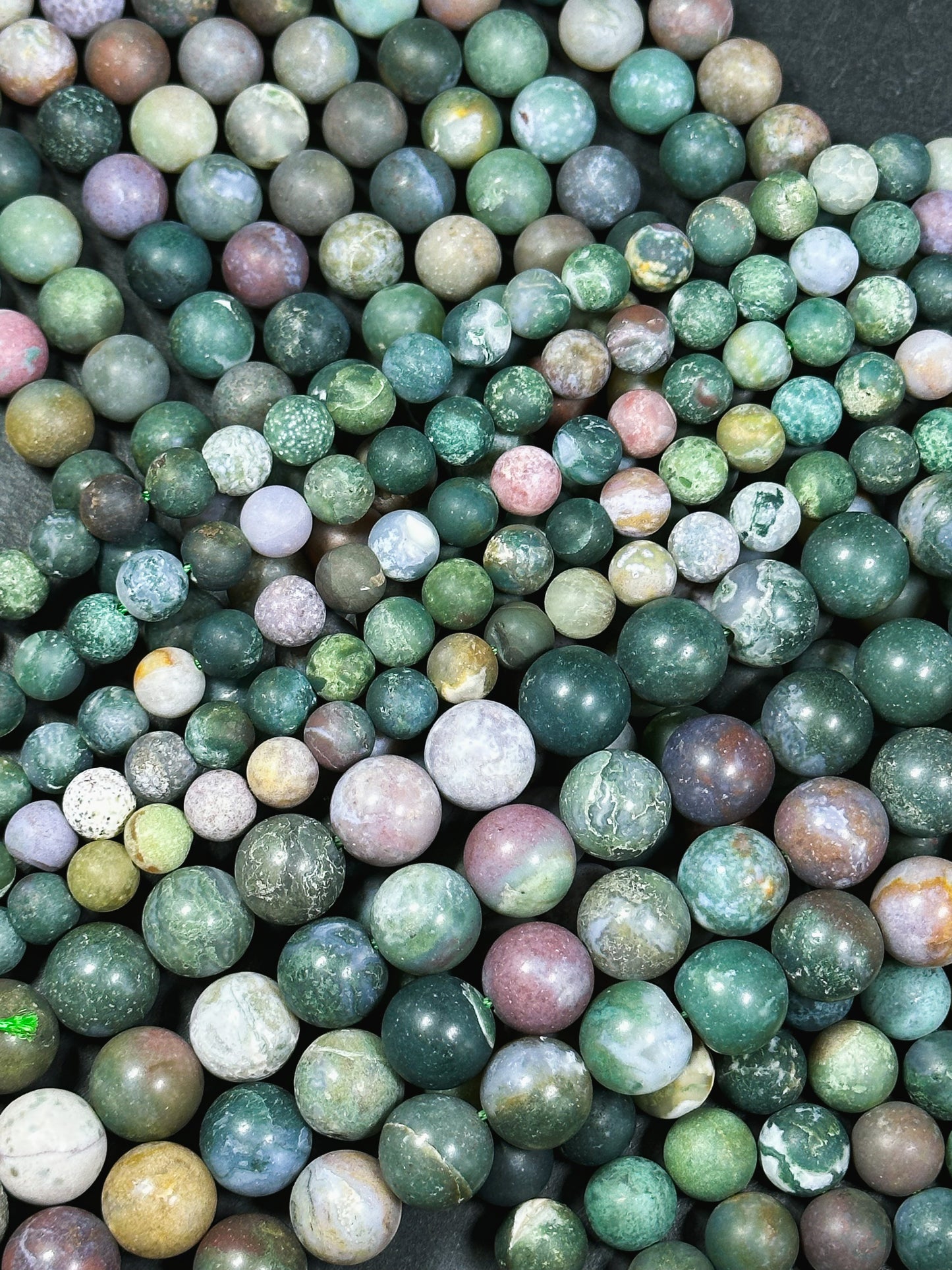 Natural Matte Indian Agate Gemstone Bead 4mm 6mm 8mm 10mm 12mm Round Bead, Beautiful Matte Green Colors Indian Agate Gemstone Beads 15.5"
