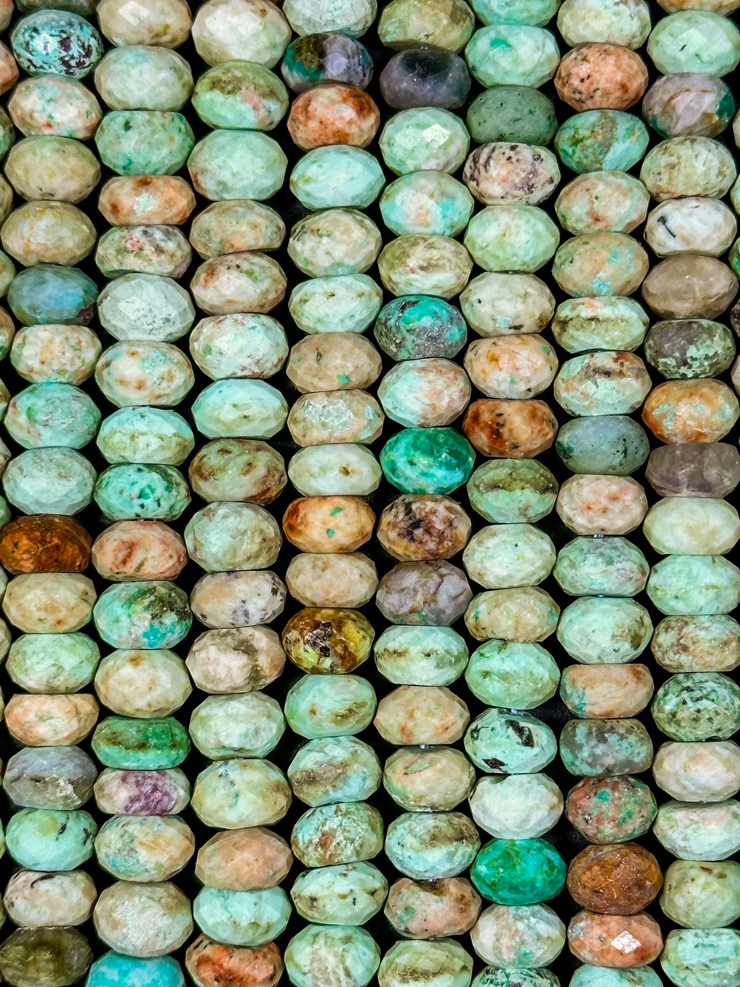 NATURAL Turquoise Gemstone Bead Faceted 9x6mm Rondelle Shape, Gorgeous Green Blue Orange Color Turquoise Gemstone Bead, Great Quality 15.5"