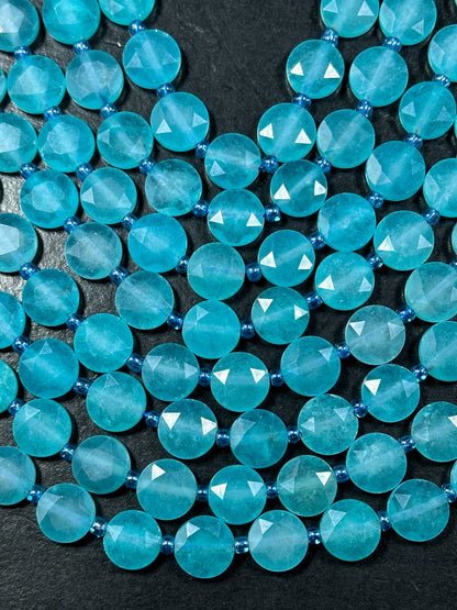 Natural Amazonite Gemstone Bead Faceted 10mm Coin Shape Bead, Beautiful Natural Blue Green Color Amazonite Beads, Great Quality 15.5" Strand