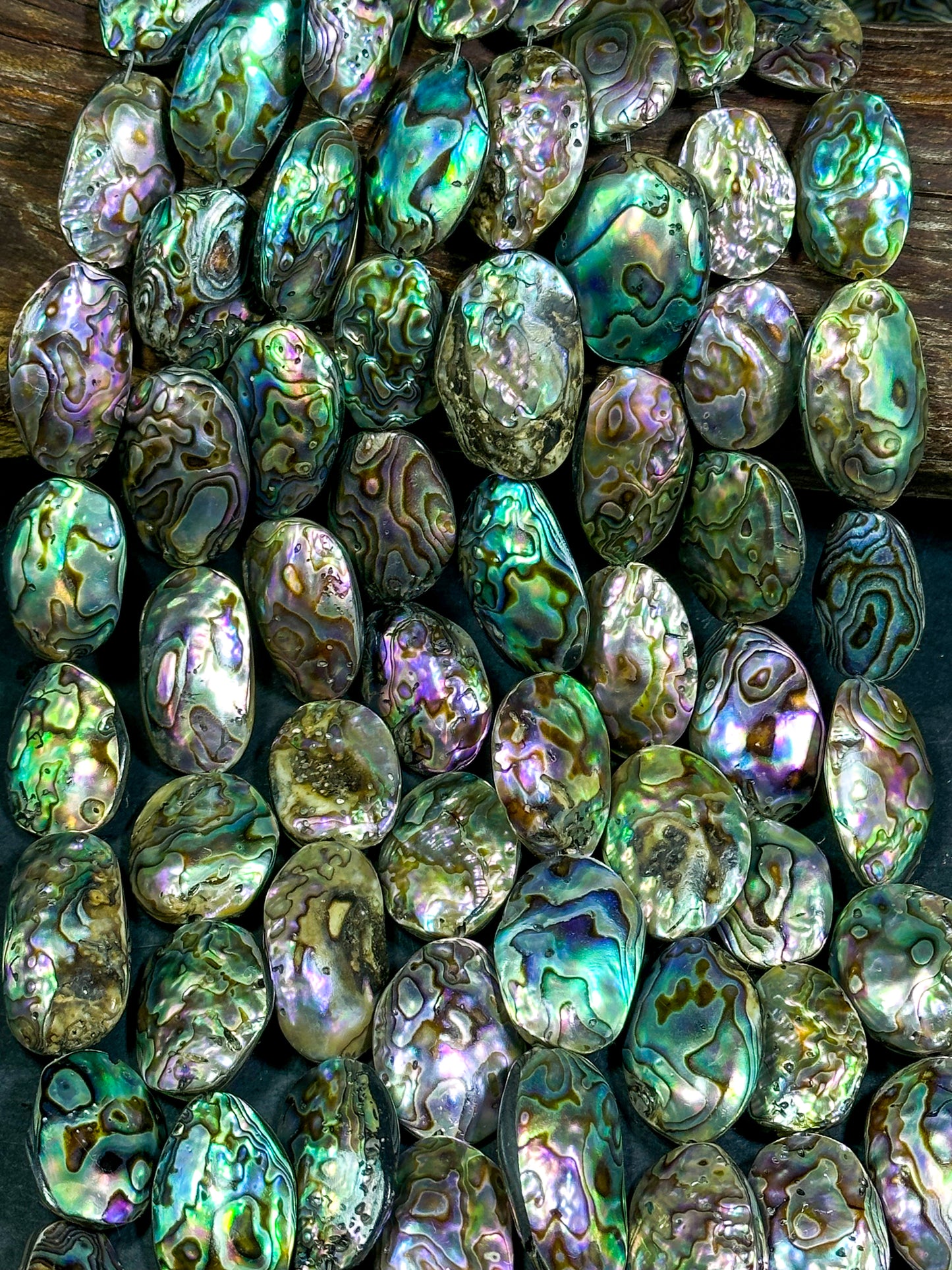 AAA Natural Abalone Shell Bead 26x20mm Oval Shape, Gorgeous Natural Rainbow Peacock Color Abalone Shell Excellent Quality Full Strand 15.5"