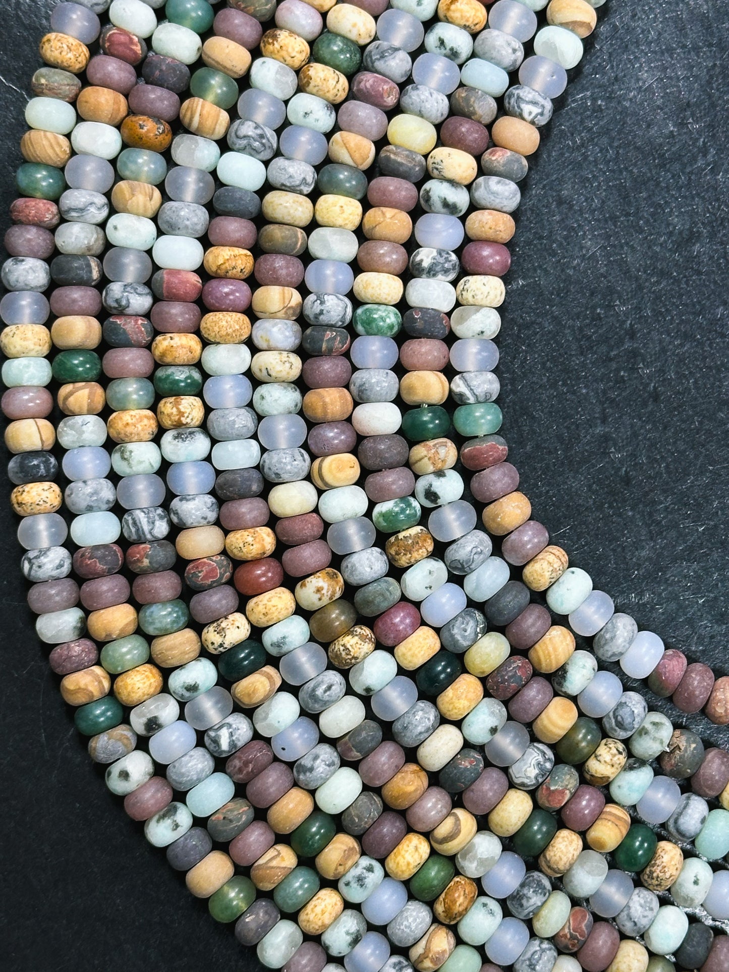 Natural Matte Multi Jasper Gemstone Bead 6x4mm Rondelle Shape Beads, Beautiful Multicolor Matte Multi Jasper Stone Beads, Full Strand 15.5"