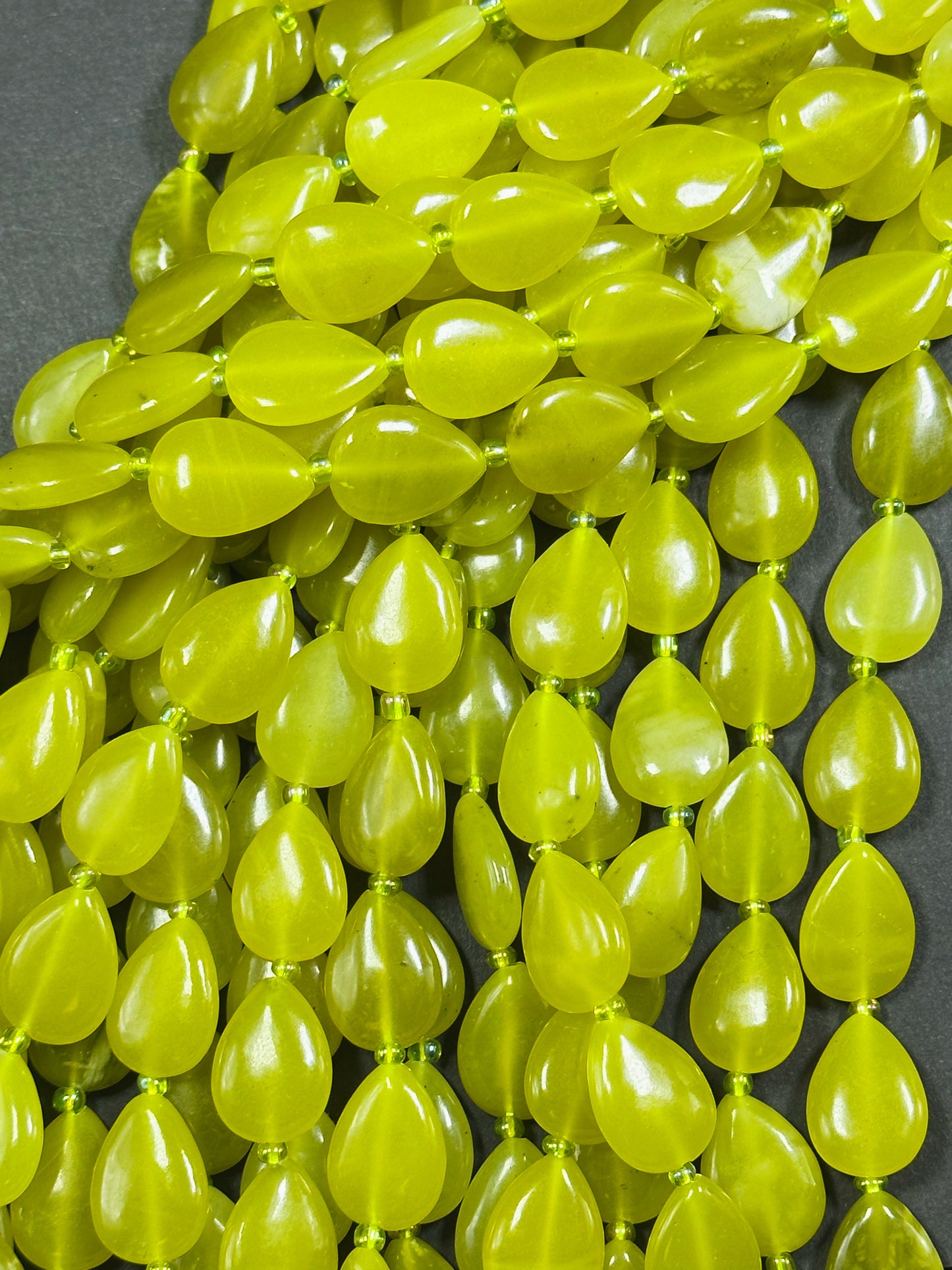 Natural Serpentine Jade Gemstone Bead 18x13mm Teardrop Shape, Beautiful Natural Yellow-Green Color Serpentine Great Quality Full Strand 15.5