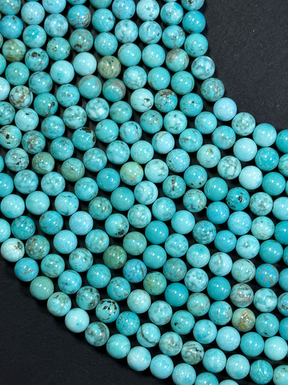 Natural Turquoise Gemstone Bead 6mm 8mm Round Bead, Beautiful Blue Color Turquoise Gemstone Beads, Great Quality Full Strand 15.5"
