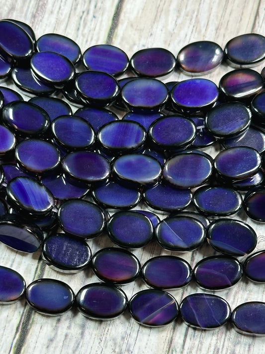 Natural Purple Agate Gemstone Bead 14x10mm Oval Shape, Beautiful Dark Purple Color Smooth Agate Gemstone Beads Full Strand 15.5"