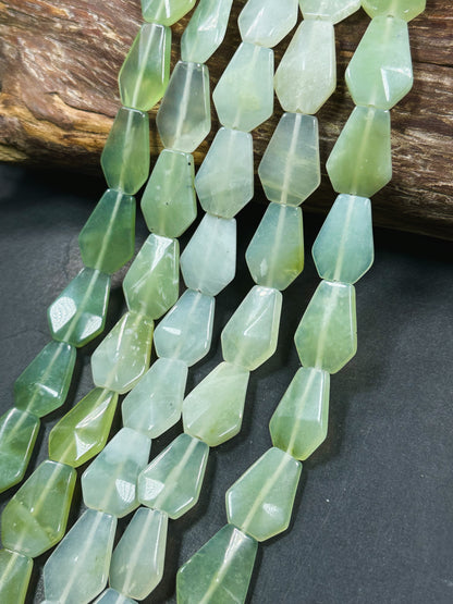 Natural Burma Jade Gemstone Bead 18x12mm Coffin Shape Bead, Beautiful Natural Green Color Burmese Jade Gemstone Bead, Full Strand 15.5"