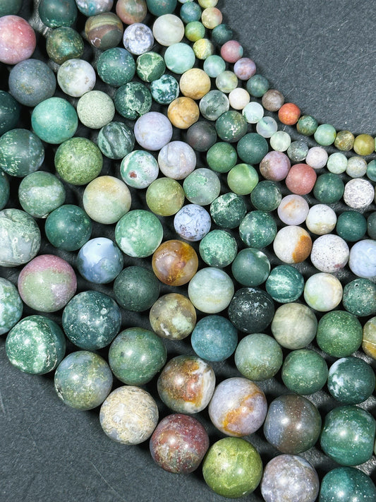 Natural Matte Indian Agate Gemstone Bead 4mm 6mm 8mm 10mm 12mm Round Bead, Beautiful Matte Green Colors Indian Agate Gemstone Beads 15.5"