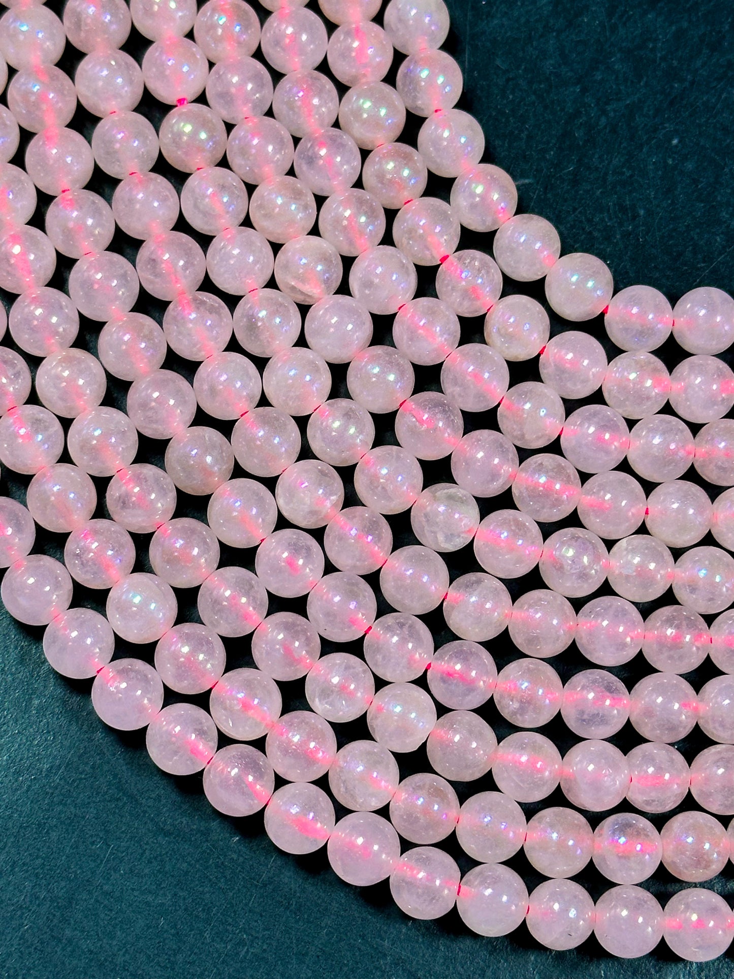 AAA Mystic Natural Rose Quartz Gemstone Bead 6mm 8mm 10mm Round Bead, Beautiful Natural Pink Color Rose Quartz Gemstone Bead 15.5" Strand