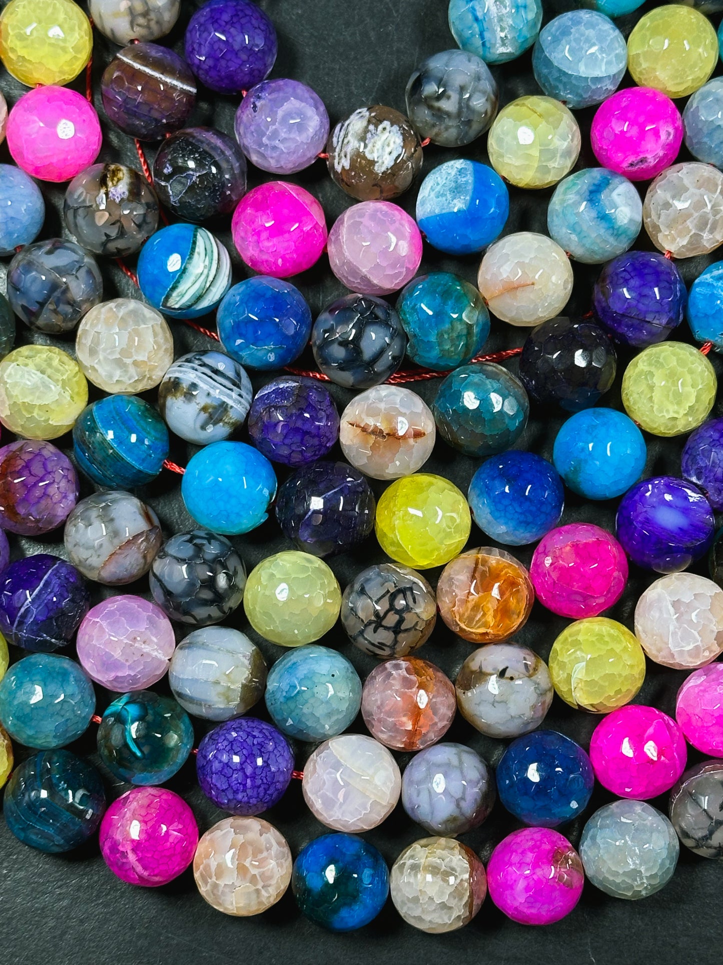Natural Dragon Vein Agate Gemstone Bead Faceted 14mm Round Bead, Gorgeous Multicolor Dragon Vein Agate Bead, Great Quality Full Strand 15.5"