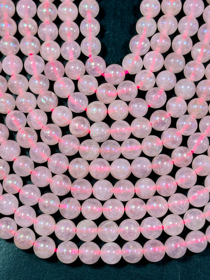 AAA Mystic Natural Rose Quartz Gemstone Bead 6mm 8mm 10mm Round Bead, Beautiful Natural Pink Color Rose Quartz Gemstone Bead 15.5" Strand