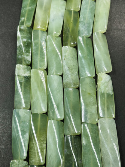 Natural Burma Jade Gemstone Bead 40x10mm Rectangle Shape Bead, Beautiful Natural Green Color Burmese Jade Gemstone Bead, Full Strand 15.5"