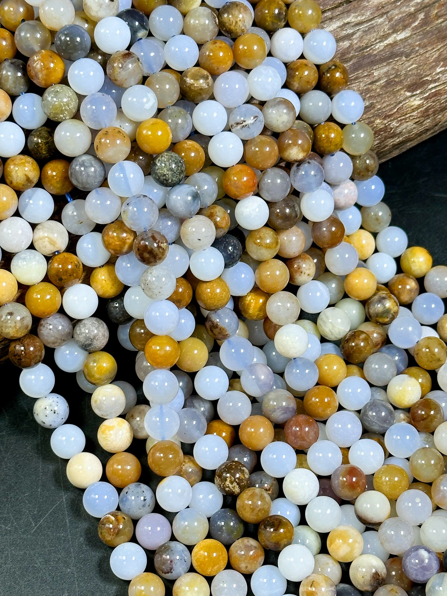 Natural Mixed Gemstone Beads 6mm 8mm 10mm Round Bead, Beautiful Natural Multicolor Blue Brown Color Multi Mixed Gemstone Bead 15.5" Strand