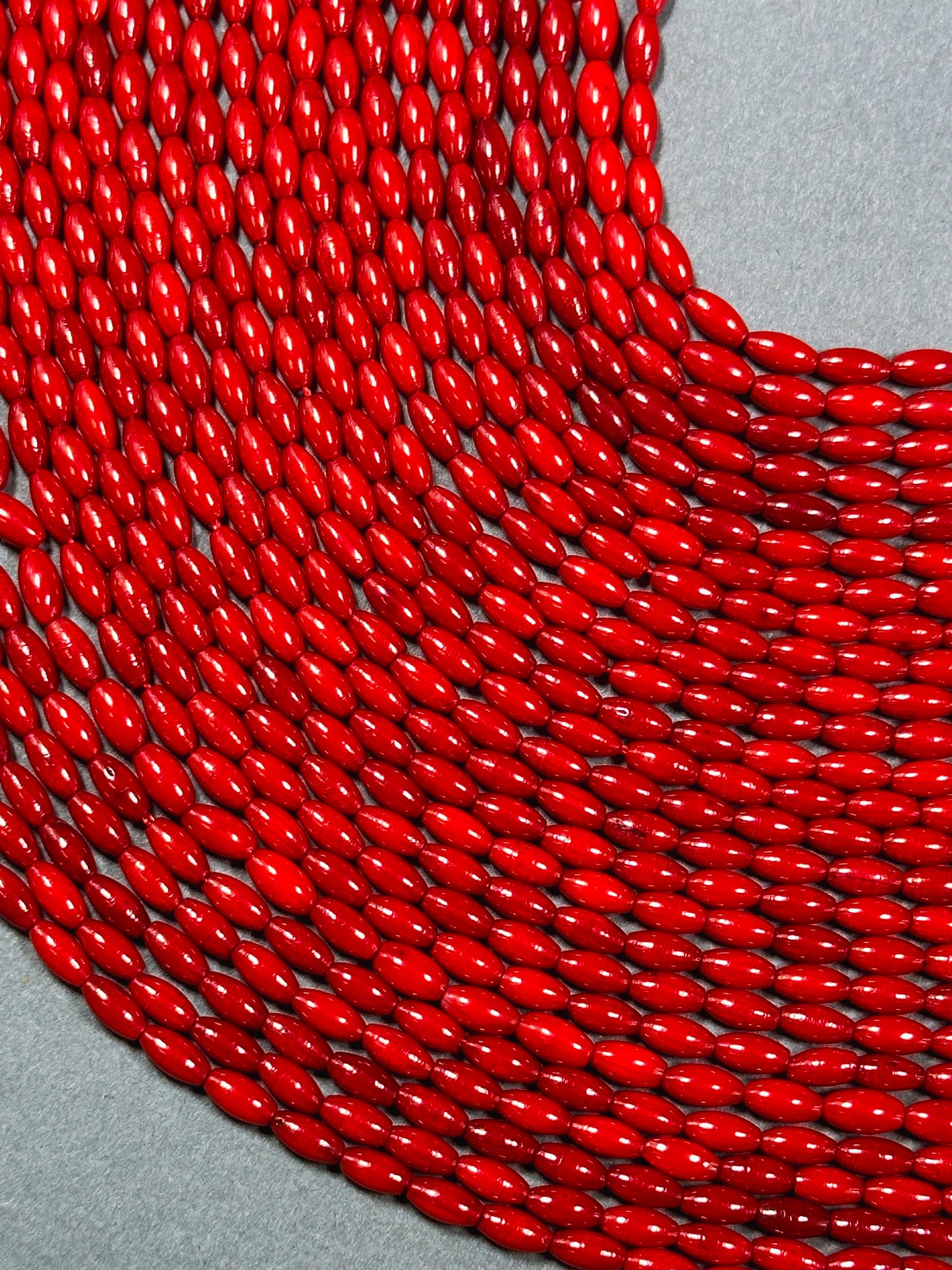 Natural Bamboo Coral Gemstone Bead 6x3mm Rice Shape Bead, Beautiful Natural Red Color Bamboo Coral Beads, Great Quality Full Strand 15.5"