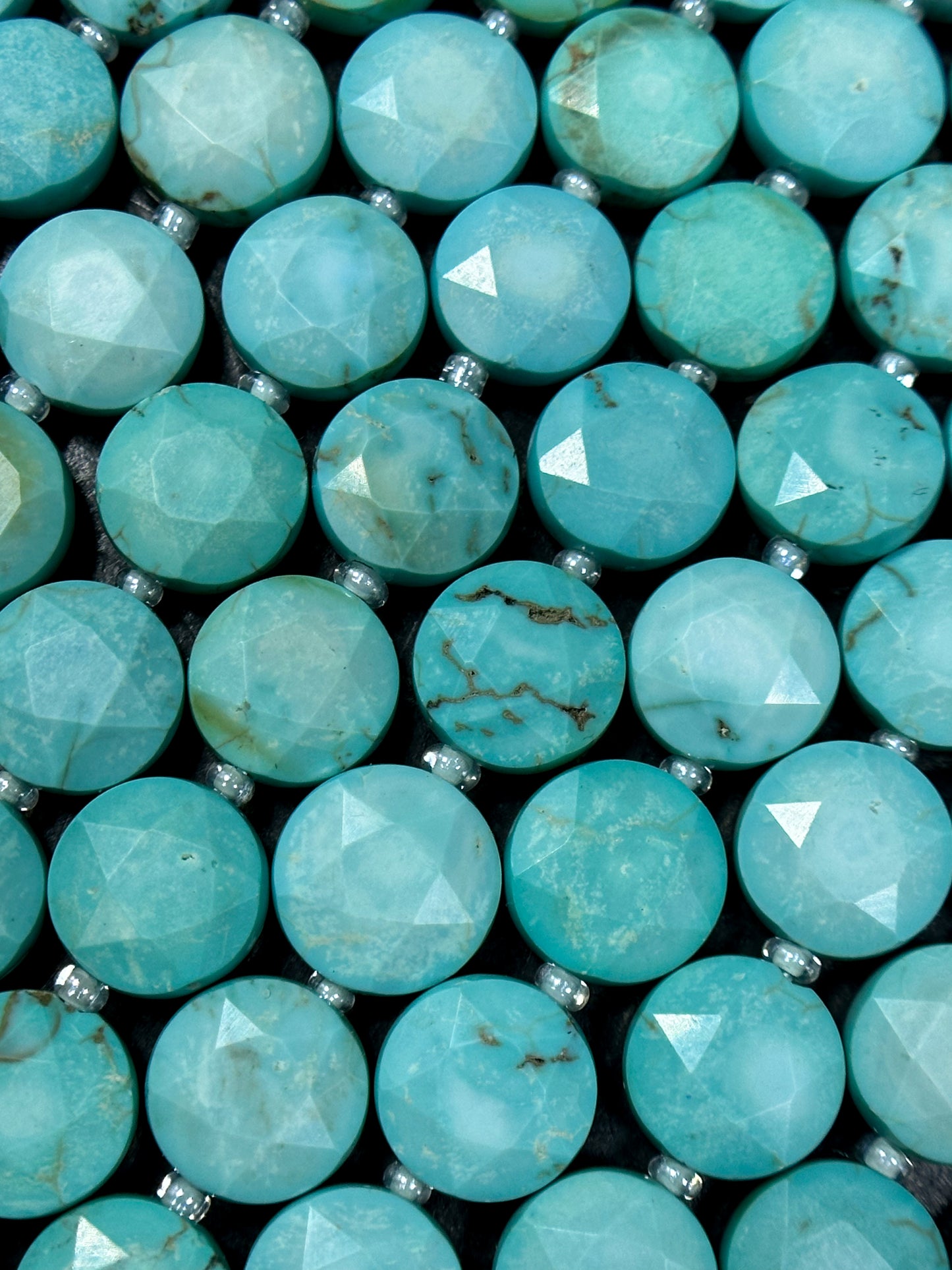 Natural Turquoise Gemstone Bead Faceted 10mm Coin Shape Bead, Beautiful Natural Blue Color Turquoise Beads, Full Strand 15.5"