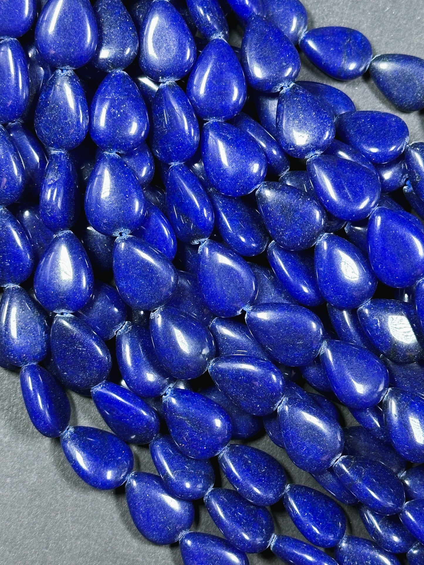 Natural Royal Blue Jade Gemstone Bead 18x13mm Teardrop Shape, Beautiful Royal Blue Color Jade Beads, Excellent Quality Full Strand 15.5"