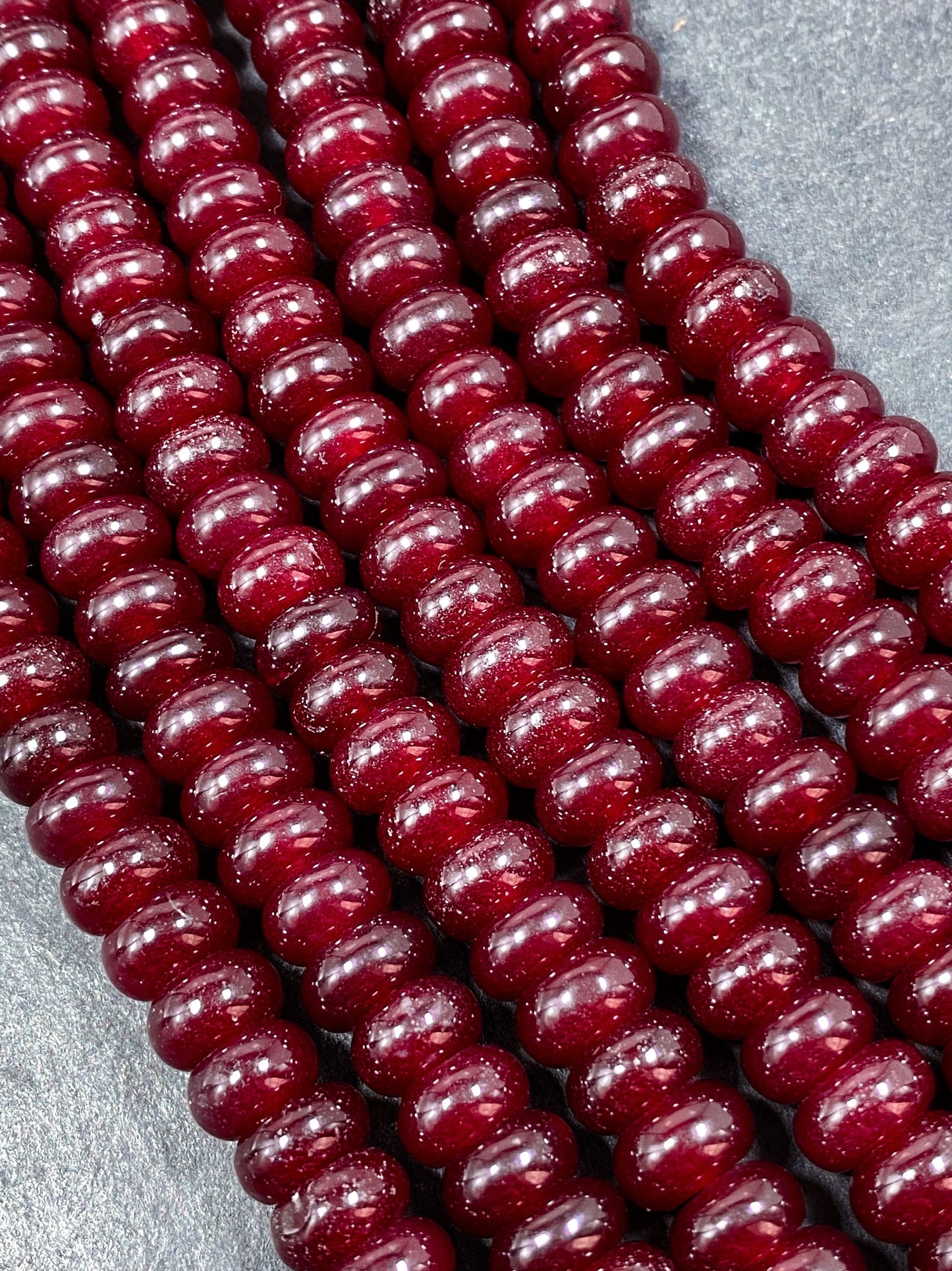 NATURAL Red Jade Gemstone Bead 8x5mm Rondelle Shape Bead, Beautiful Red Color Jade Gemstone Beads, Great Quality Bead Full Strand 15.5"