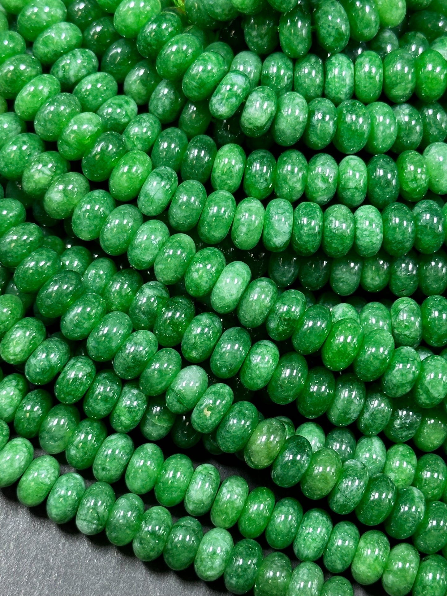 NATURAL Green Jade Gemstone Bead 8x5mm Rondelle Shape Bead, Beautiful Green Color Jade Gemstone Beads, Great Quality Bead Full Strand 15.5"