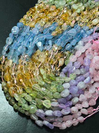 Natural Mixed Gemstone Bead 8-12mm Freeform Pebble Shape Beads, Gorgeous Multicolor Mixed Gemstone Bead, Excellent Quality Full Strand 15.5"