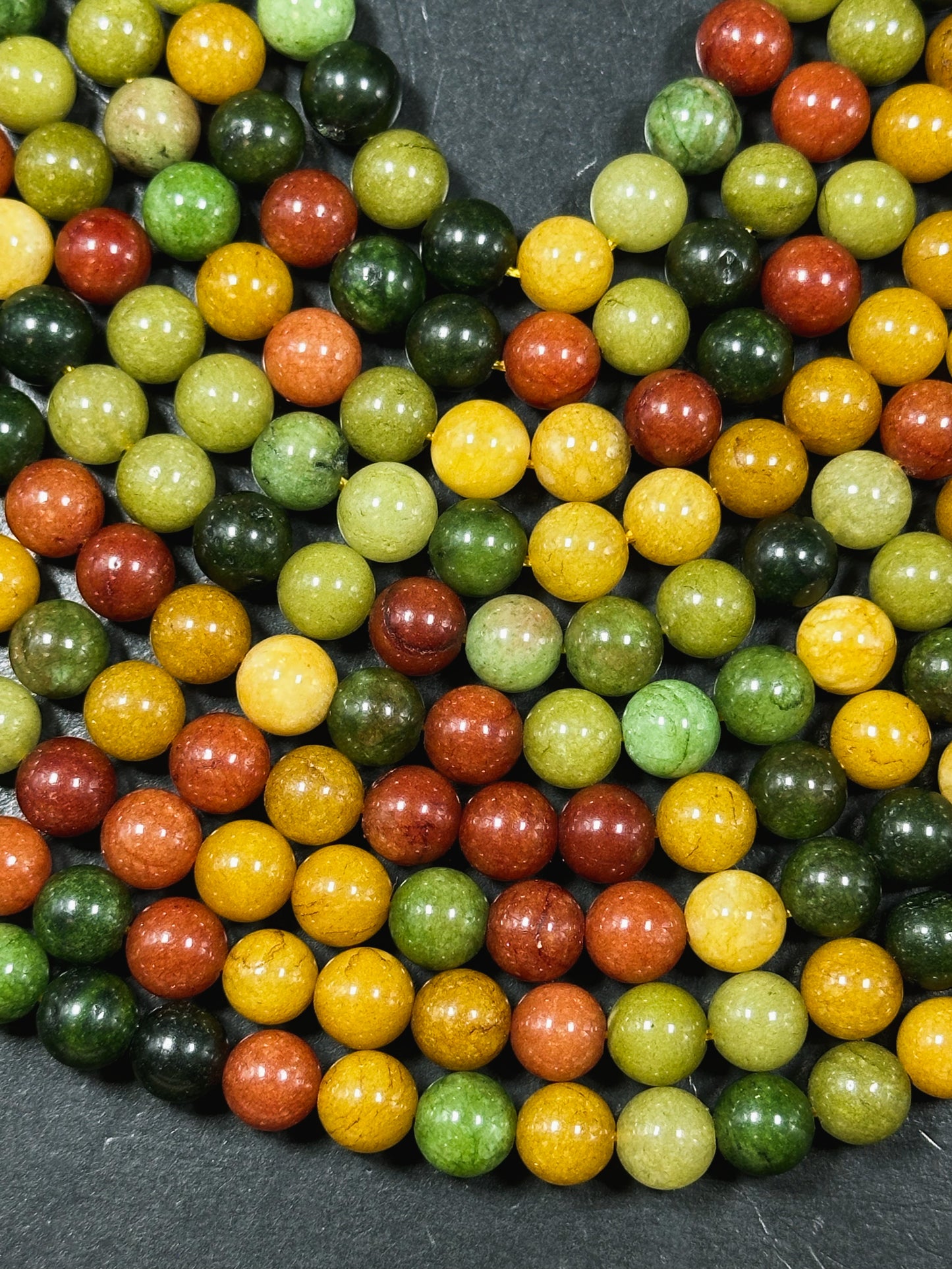 Natural Alashan Chalcedony Gemstone Bead 6mm 8mm 10mm Round Beads, Beautiful Multi Green Red Yellow Alashan Bead, Great Quality 15.5" Strand