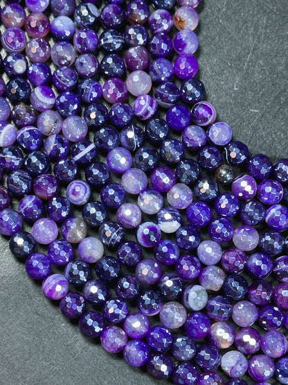 Beautiful Mystic Agate Gemstone Bead Faceted 6mm 8mm 10mm 12mm Round Bead, Beautiful Purple Color Agate Gemstone Bead Full Strand 15.5"
