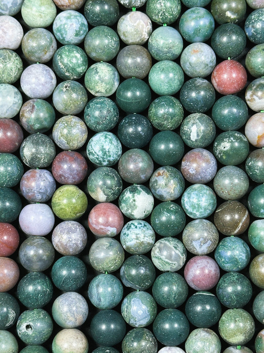 Natural Matte Indian Agate Gemstone Bead 4mm 6mm 8mm 10mm 12mm Round Bead, Beautiful Matte Green Colors Indian Agate Gemstone Beads 15.5"