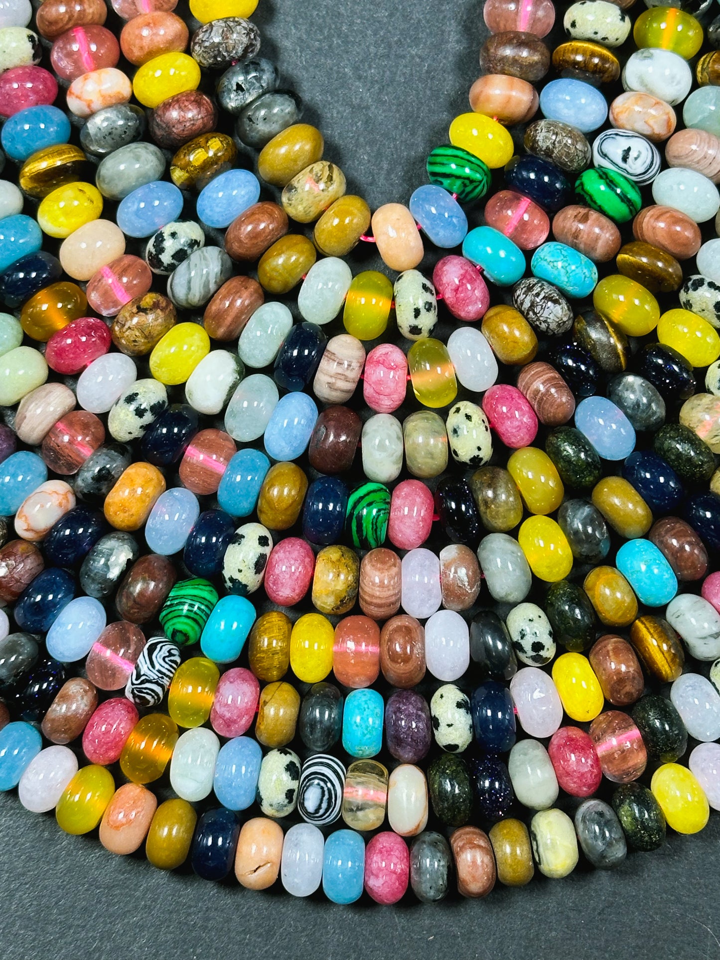 Natural Mixed Gemstone Beads 8x5mm Rondelle Shape Beads, Gorgeous Multicolor Multi Mixed Gemstone Beads, Excellent Quality Full Strand 15.5"