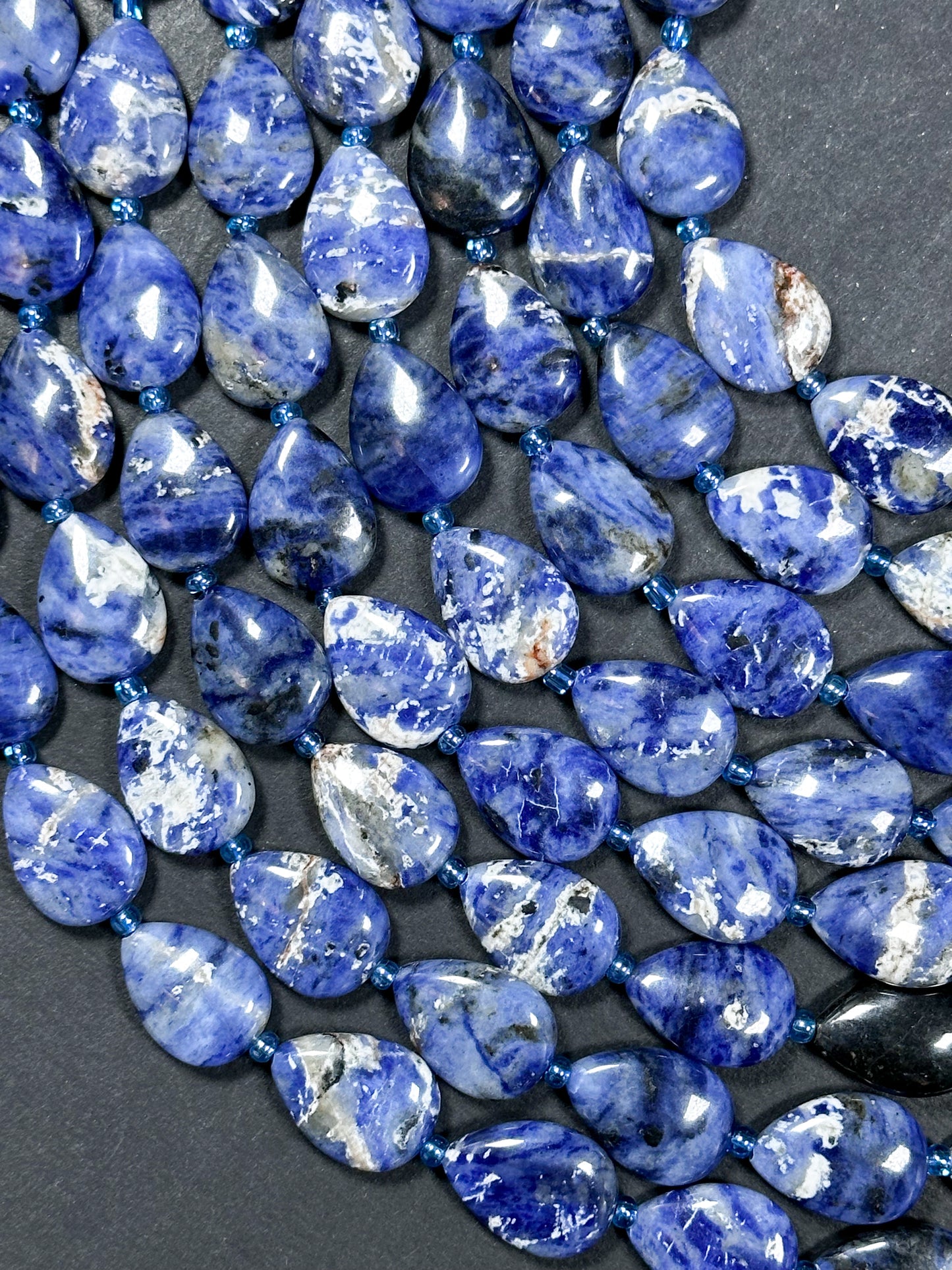 Natural Sodalite Gemstone Bead 18x13mm Teardrop Shape, Beautiful Natural Blue White Color Sodalite Beads Excellent Quality Full Strand 15.5"