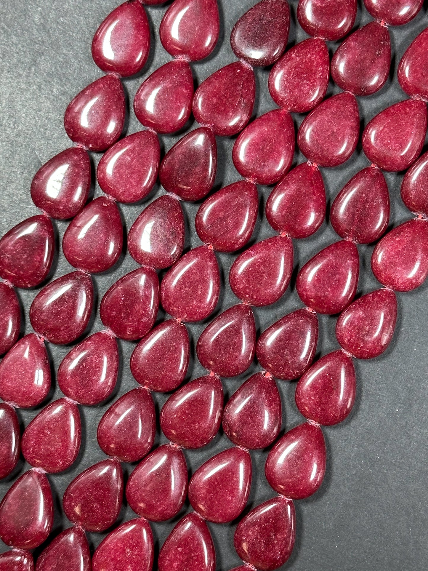 Natural Red Jade Gemstone Bead 20x15mm Teardrop Shape, Beautiful Natural Red Color Jade Gemstone Bead, Excellent Quality Full Strand 15.5"
