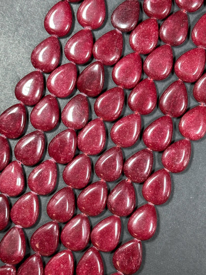 Natural Red Jade Gemstone Bead 20x15mm Teardrop Shape, Beautiful Natural Red Color Jade Gemstone Bead, Excellent Quality Full Strand 15.5"