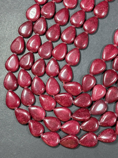 Natural Red Jade Gemstone Bead 20x15mm Teardrop Shape, Beautiful Natural Red Color Jade Gemstone Bead, Excellent Quality Full Strand 15.5"