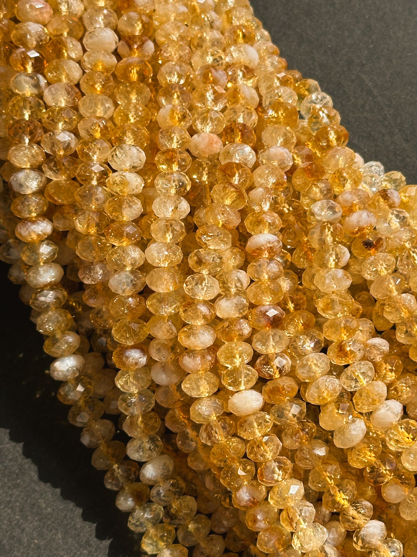 AAA Natural Citrine Gemstone Beads Faceted 5x8mm Rondelle Shape Bead, Beautiful Natural Orange Yellow Color Citrine, Excellent Quality 15.5"