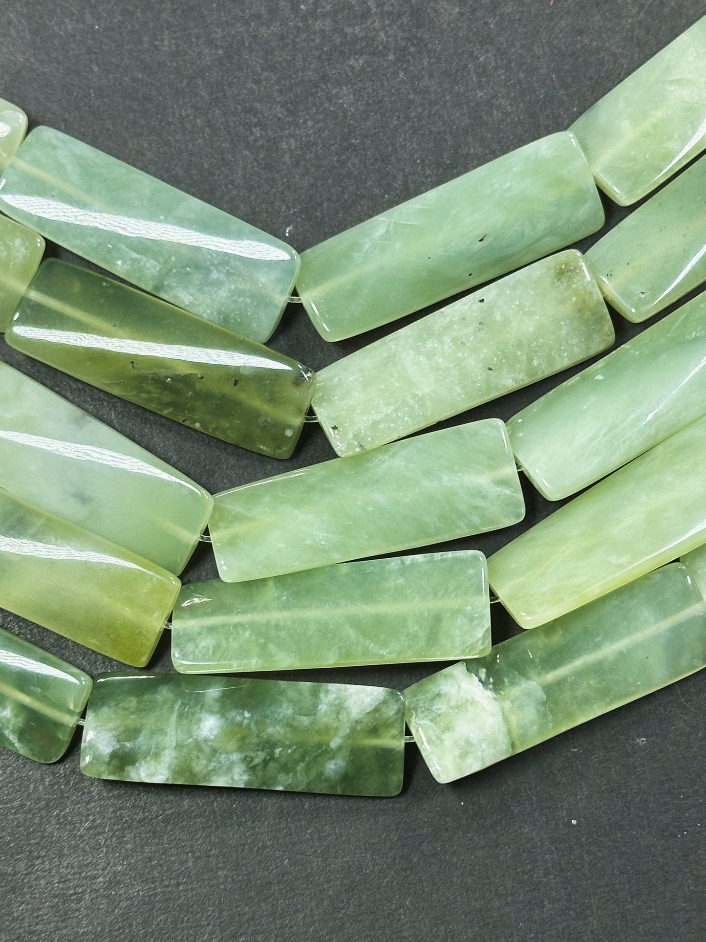 Natural Burma Jade Gemstone Bead 40x10mm Rectangle Shape Bead, Beautiful Natural Green Color Burmese Jade Gemstone Bead, Full Strand 15.5"