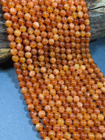 Natural Orange Jade Gemstone Bead 6mm 8mm Round Beads, Beautiful Orange Color Jade Gemstone Beads, Great Quality Jade Bead Full Strand 15.5"