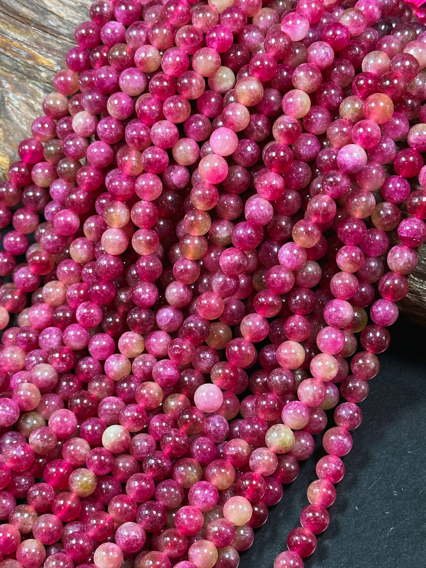 Natural Watermelon Tourmaline Quartz Gemstone Bead Smooth 8mm Round Beads, Beautiful Green Red Color Beads, Great Quality Full Strand 15.5"