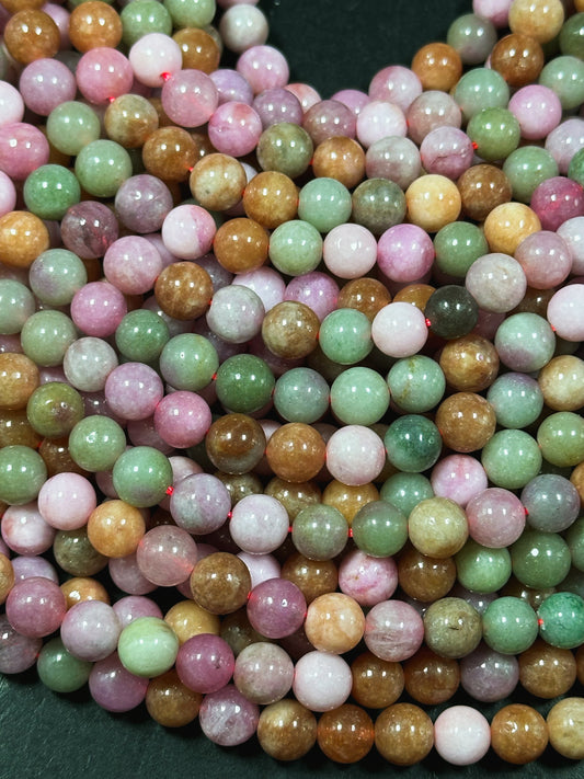 Natural Alashan Chalcedony Gemstone Bead 6mm 8mm 10mm Round Beads, Beautiful Multicolor Pink Green Alashan Beads, Great Quality 15.5" Strand