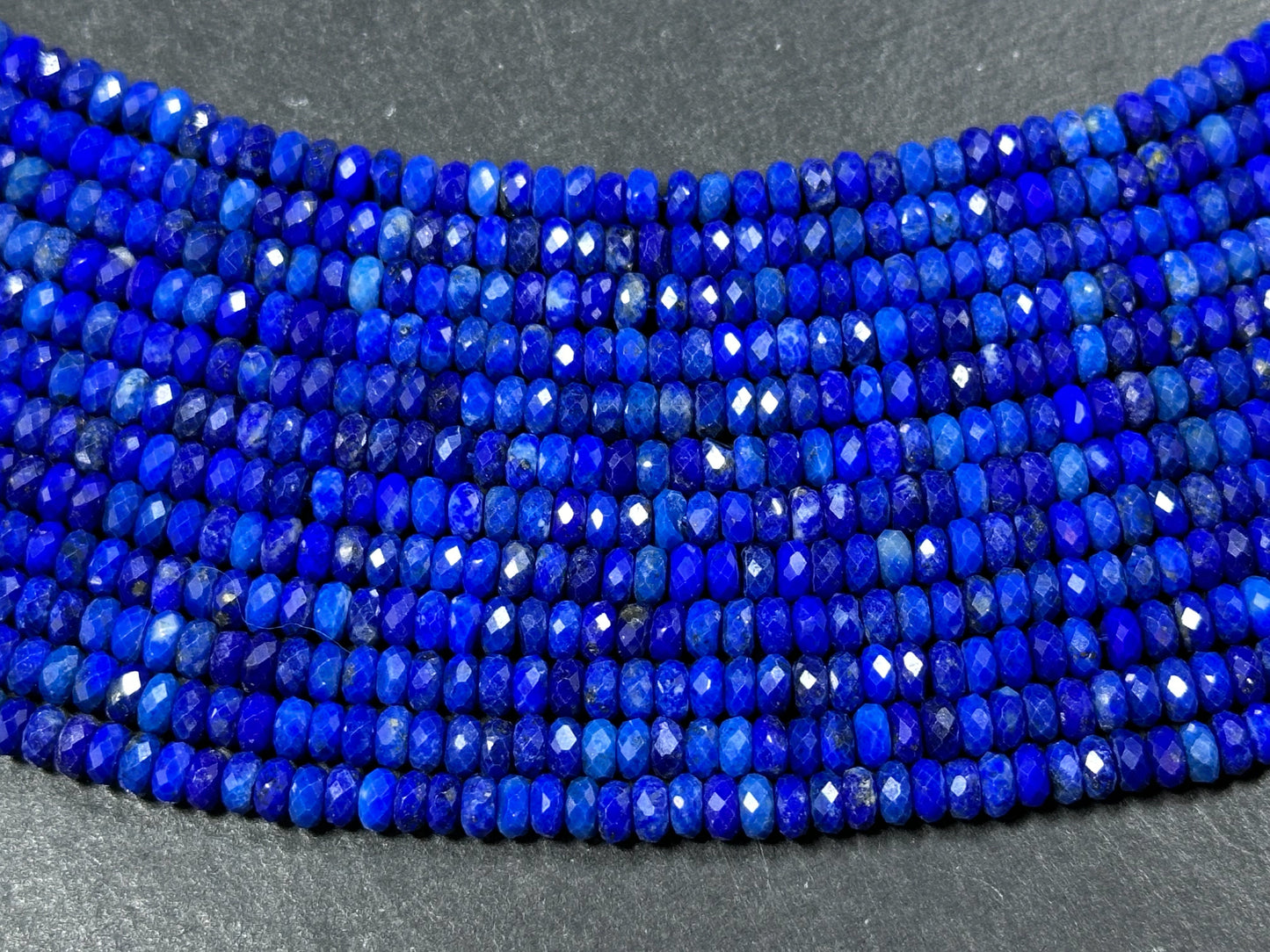 AAA Natural Lapis Lazuli Gemstone Bead Faceted 2x4mm Rondelle Shape Bead, Gorgeous Natural Royal Blue Color Lapis Beads, Full Strand 15.5"