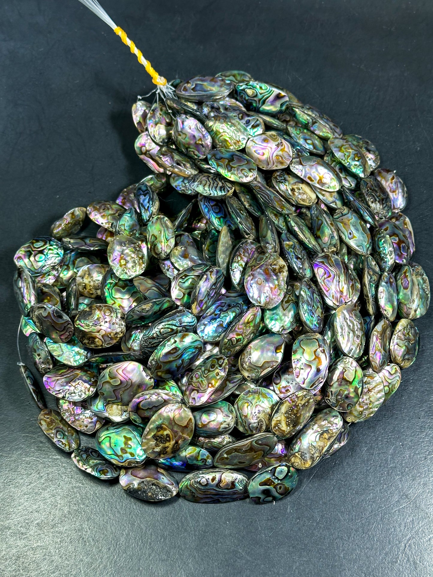 AAA Natural Abalone Shell Bead 26x20mm Oval Shape, Gorgeous Natural Rainbow Peacock Color Abalone Shell Excellent Quality Full Strand 15.5"