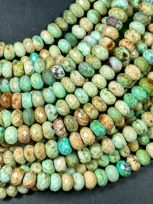 NATURAL Turquoise Gemstone Bead Faceted 9x6mm Rondelle Shape, Gorgeous Green Blue Orange Color Turquoise Gemstone Bead, Great Quality 15.5"