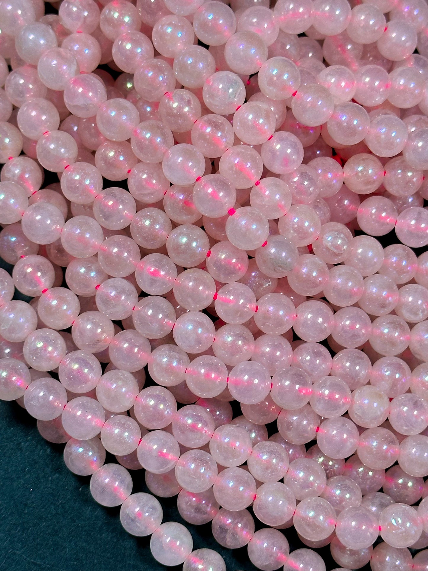AAA Mystic Natural Rose Quartz Gemstone Bead 6mm 8mm 10mm Round Bead, Beautiful Natural Pink Color Rose Quartz Gemstone Bead 15.5" Strand