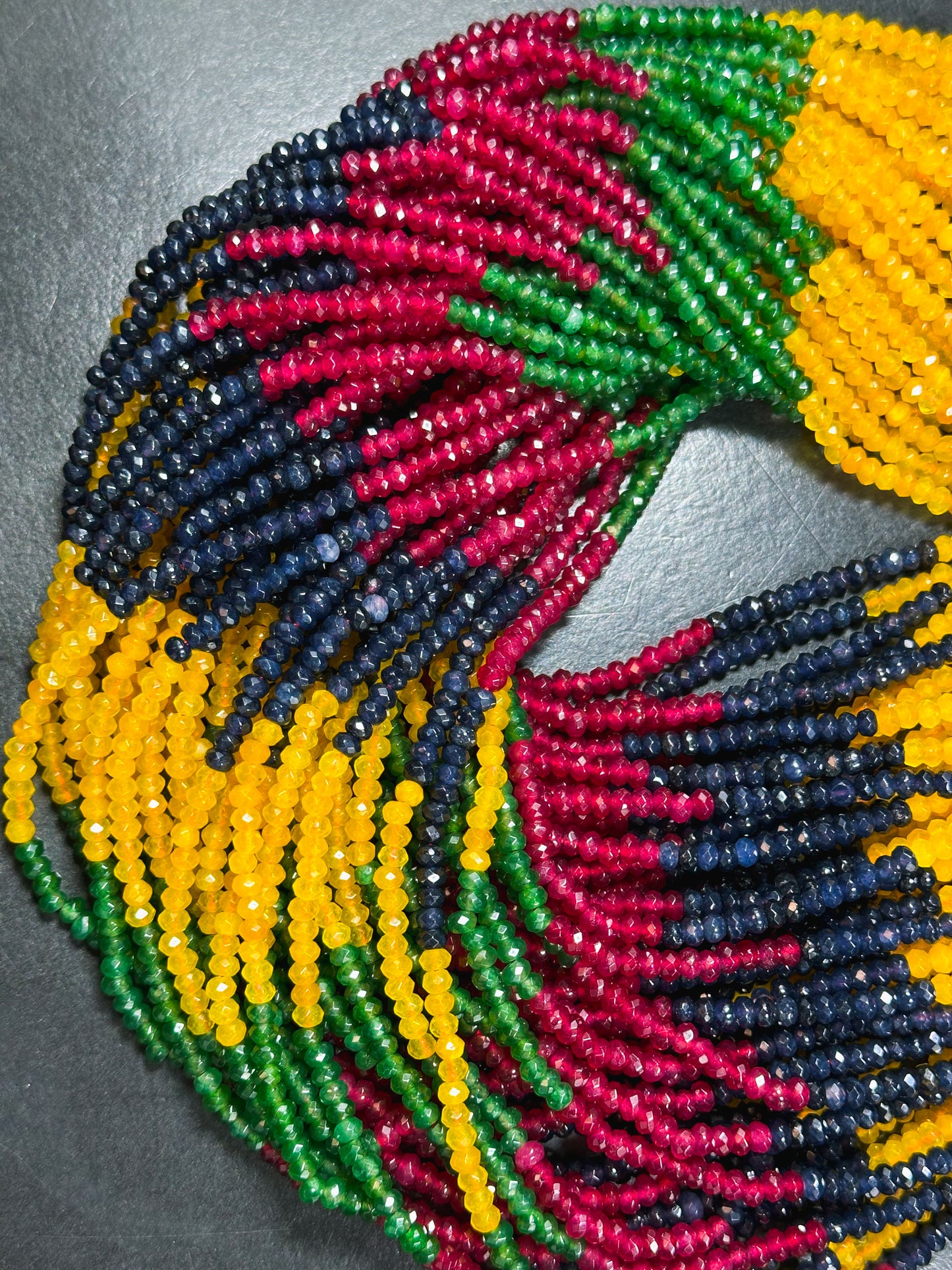 Natural Multi Jade Gemstone Bead Faceted 4x3mm Rondelle Shape Bead, Gorgeous Multicolor Jade Gemstone Beads, Great Quality Full Strand 15.5"