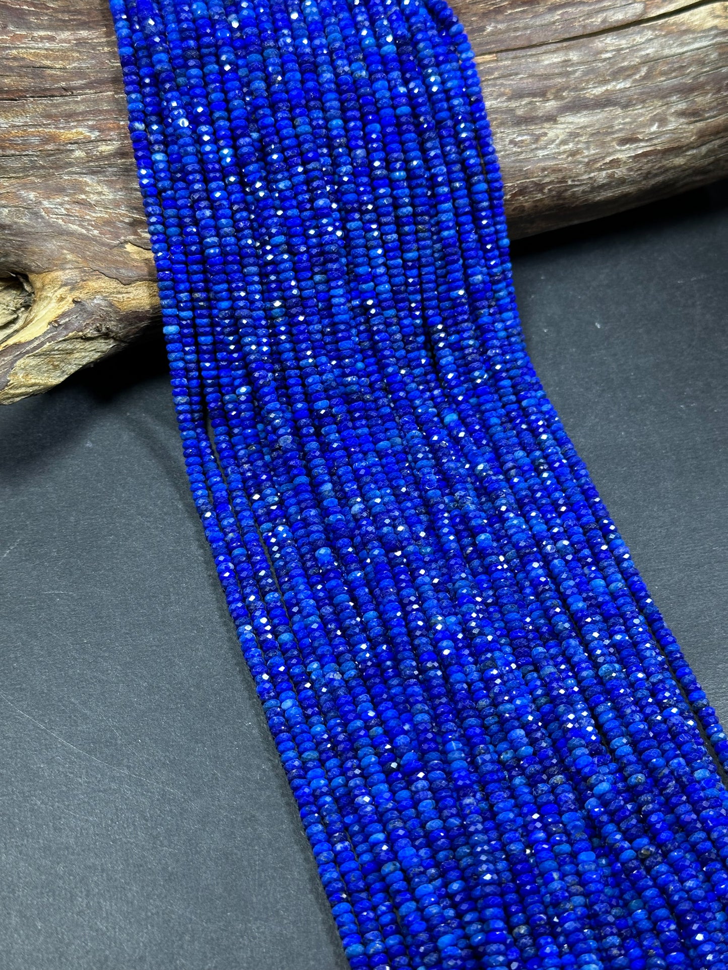 AAA Natural Lapis Lazuli Gemstone Bead Faceted 2x4mm Rondelle Shape Bead, Gorgeous Natural Royal Blue Color Lapis Beads, Full Strand 15.5"