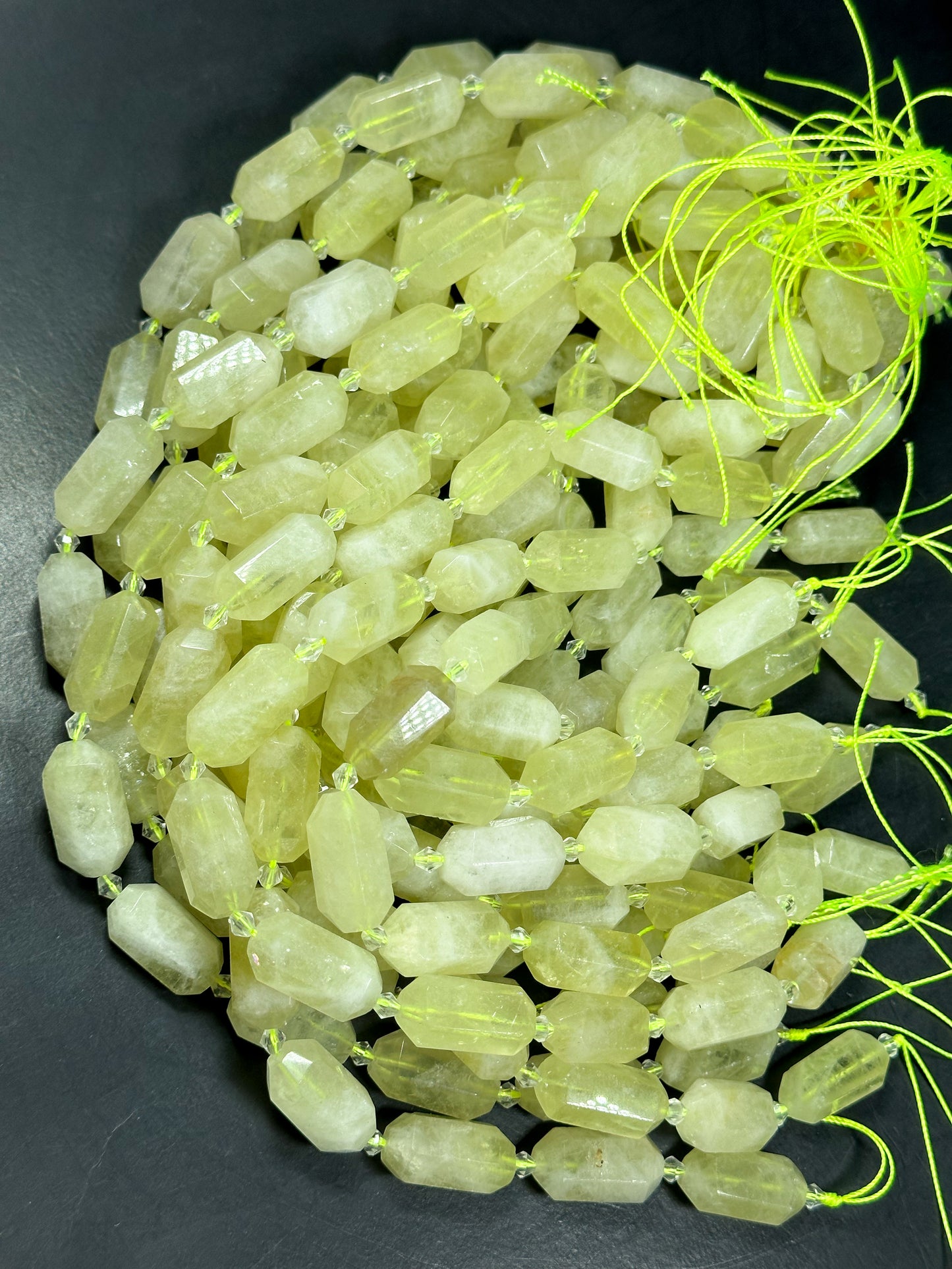 NATURAL Lemon Quartz Gemstone Bead Faceted 24x13mm Barrel Shape, Beautiful Lemon Yellow Color Quartz Gemstone Bead Great Quality 15.5"