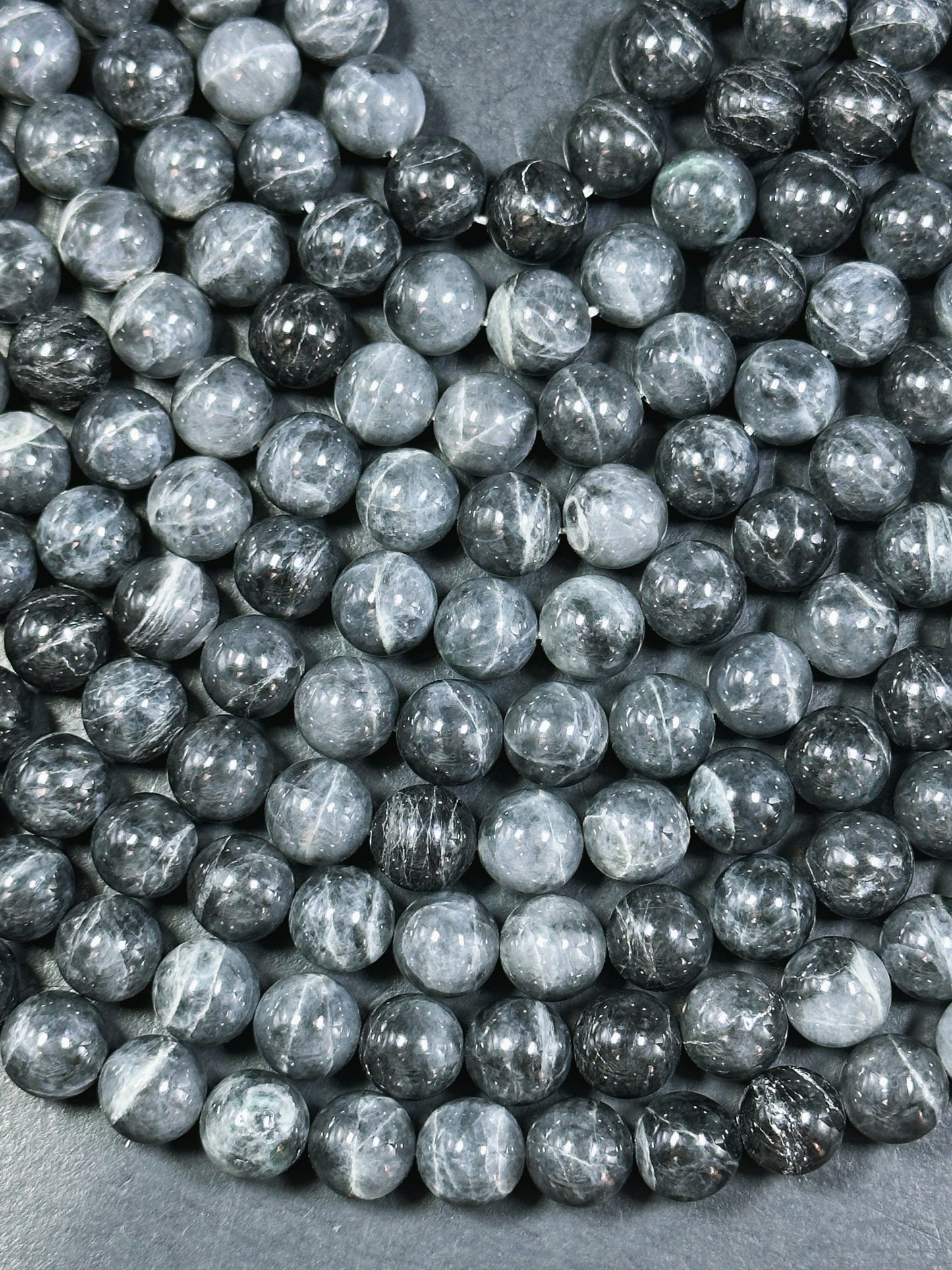 Natural Black Jasper Gemstone Bead 10mm Round Beads, Beautiful Black Dark Gray Color Jasper Gemstone Beads, Great Quality Full Strand 15.5"