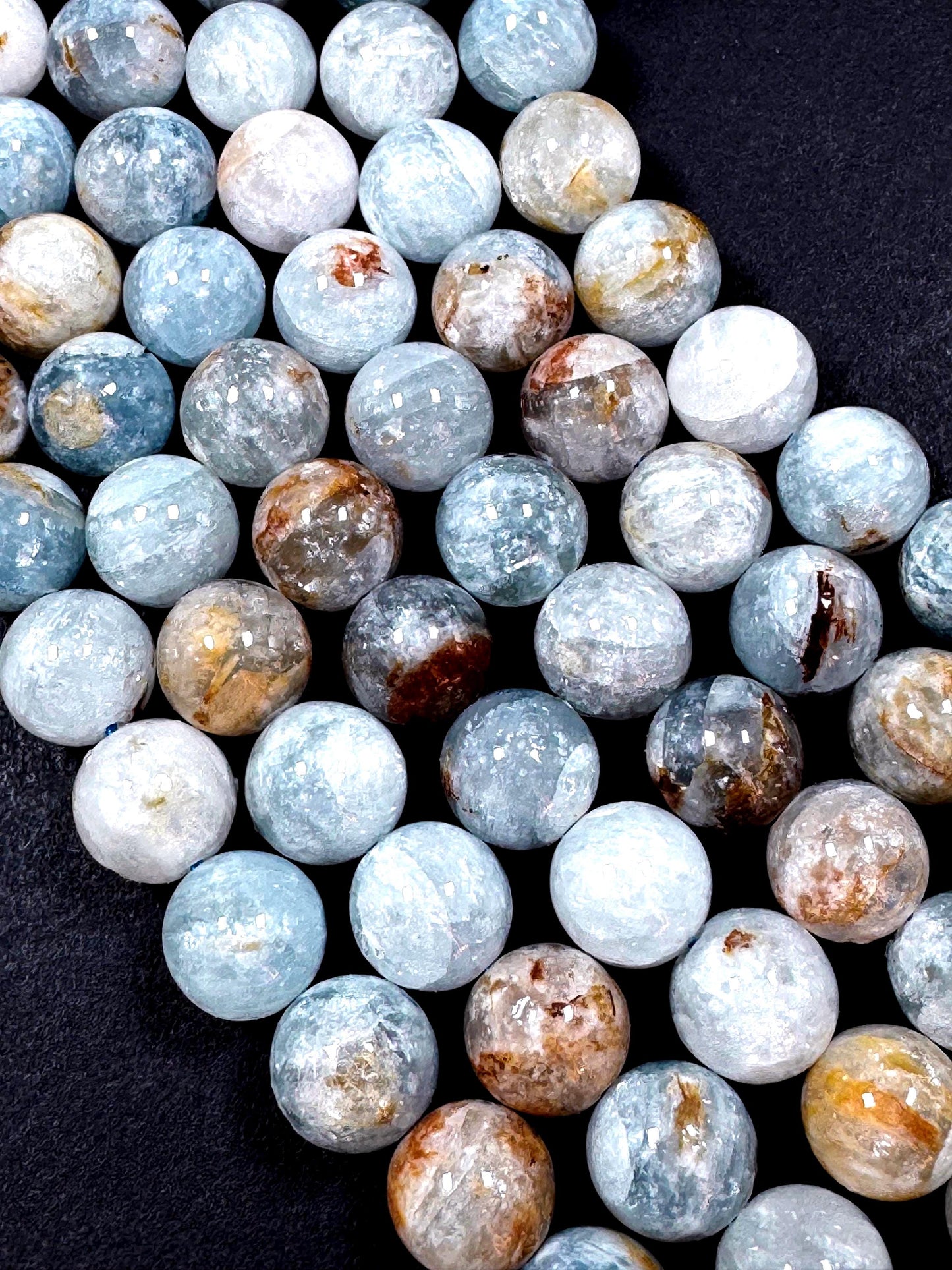 Natural Celestine gemstone bead . 6.8.10mm round gemstone bead. excellent quality. full strand 15.5”