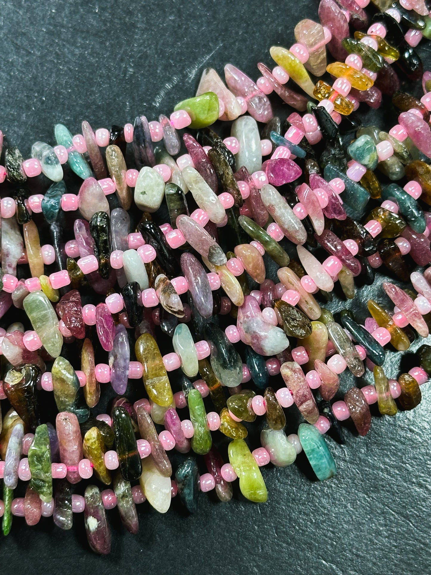 Natural Tourmaline Gemstone Bead Stick Shape Beads, Beautiful Multicolor Pink Green Orange Tourmaline Gemstone Beads, Full Strand 15.5"