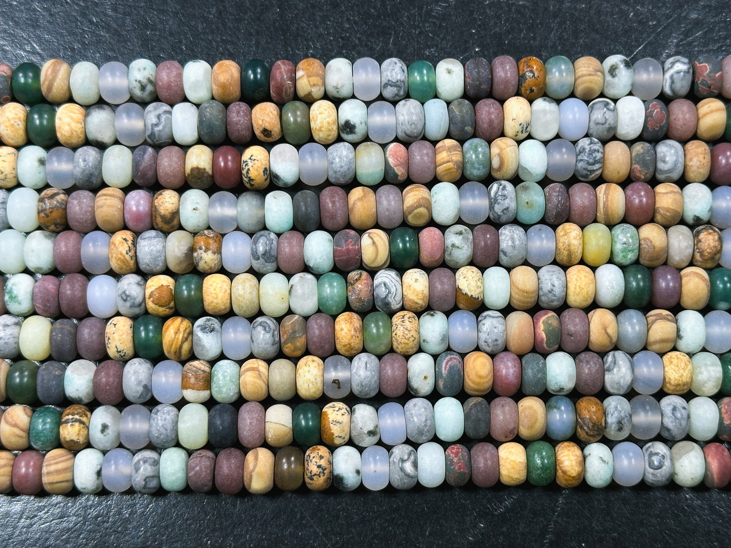 Natural Matte Multi Jasper Gemstone Bead 6x4mm Rondelle Shape Beads, Beautiful Multicolor Matte Multi Jasper Stone Beads, Full Strand 15.5"