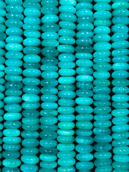 AAA Natural Amazonite Gemstone Bead 8x4mm Rondelle Shape, Beautiful Natural Blue Green Amazonite Beads, Excellent Quality Full Strand 15.5"