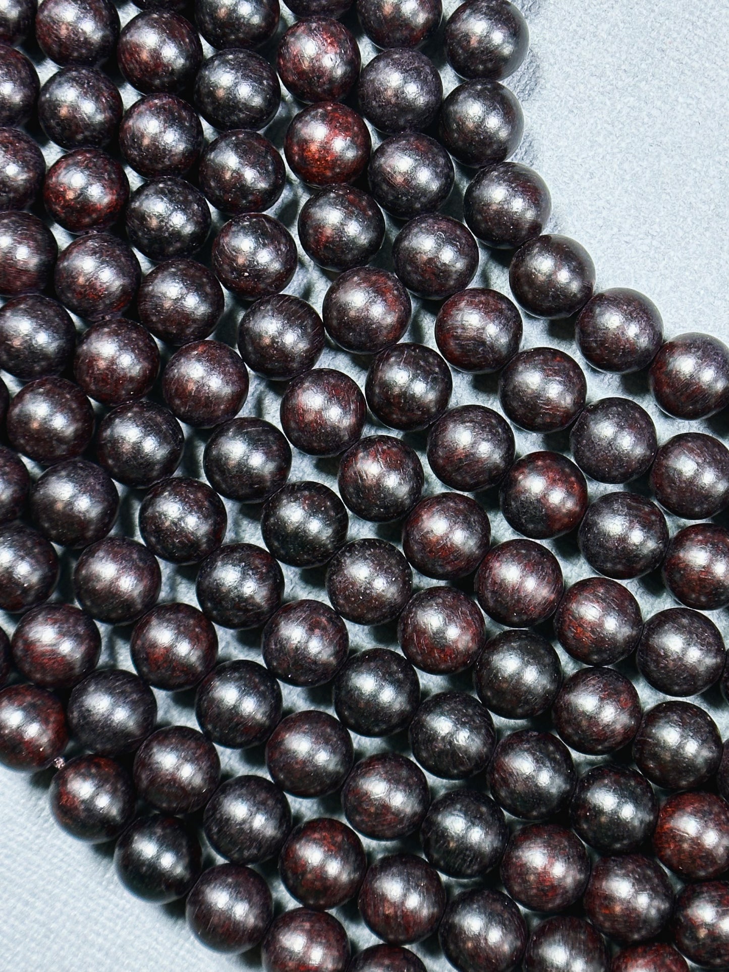 Natural Ebony Blackwood Beads 6mm 8mm 10mm Round Beads, Natural Black Aromatic Wood Meditation Prayer Mala Beads Full Strand 15.5"