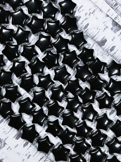 Natural Black Onyx Gemstone Bead 15mm Star Shape Bead, Natural Black Color Black Onyx Gemstone Beads, Excellent Quality Full Strand 15.5"
