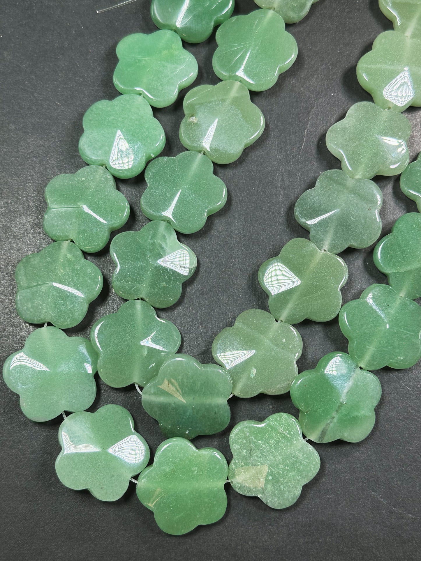 Natural Aventurine Gemstone Bead 30mm Flower Shape Beads, Beautiful Natural Green Color Jade Aventurine Gemstone Beads, Full Strand 15.5"